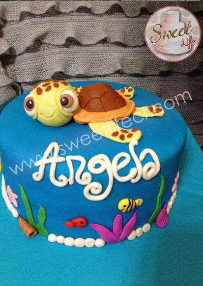 Pastel de cumpleaños de tortuga Bebé con tortuga en 3D